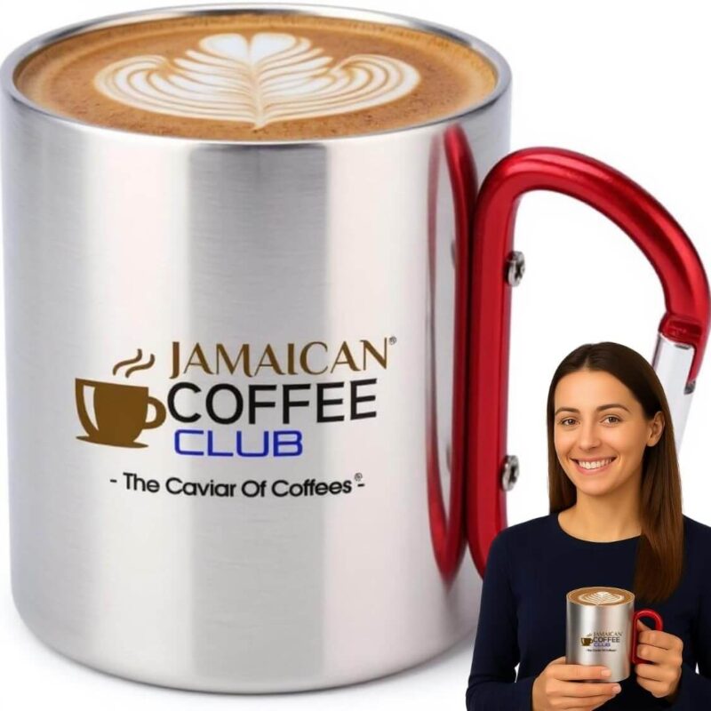 8 Oz Double-Walled 304 Stainless Steel Mug with Carabiner Clip