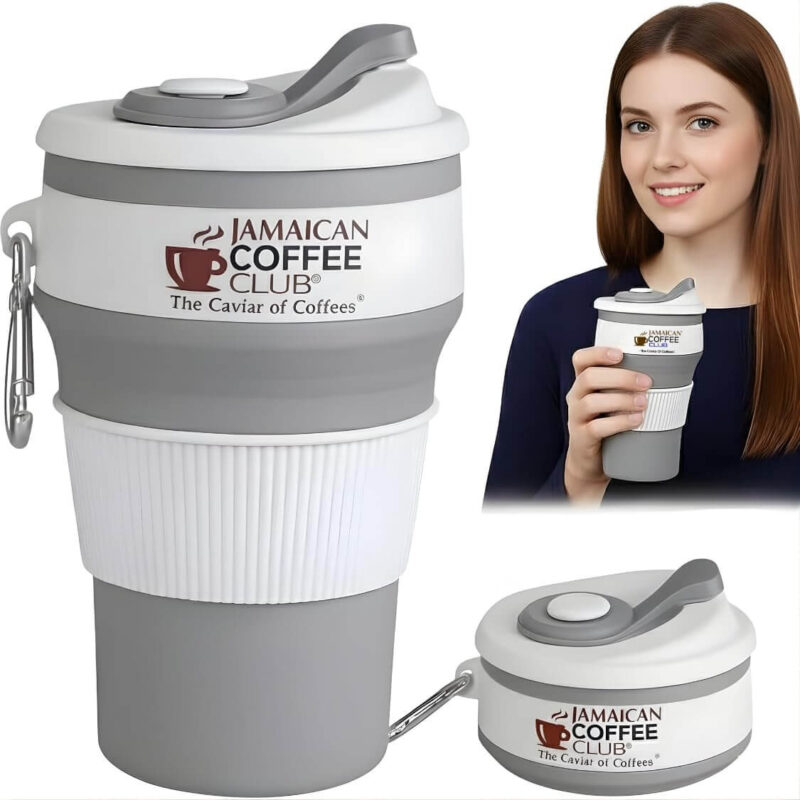 350 mL Silicone Coffee Cup with Lid & Straw